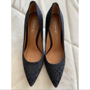 COACH Black monogram heels